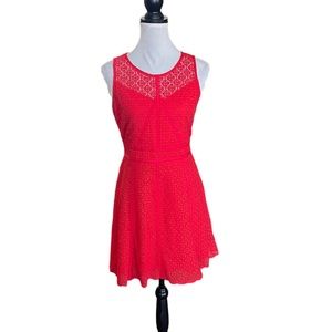 Skies are Blue sleeveless red lace aline summer party event dress size small